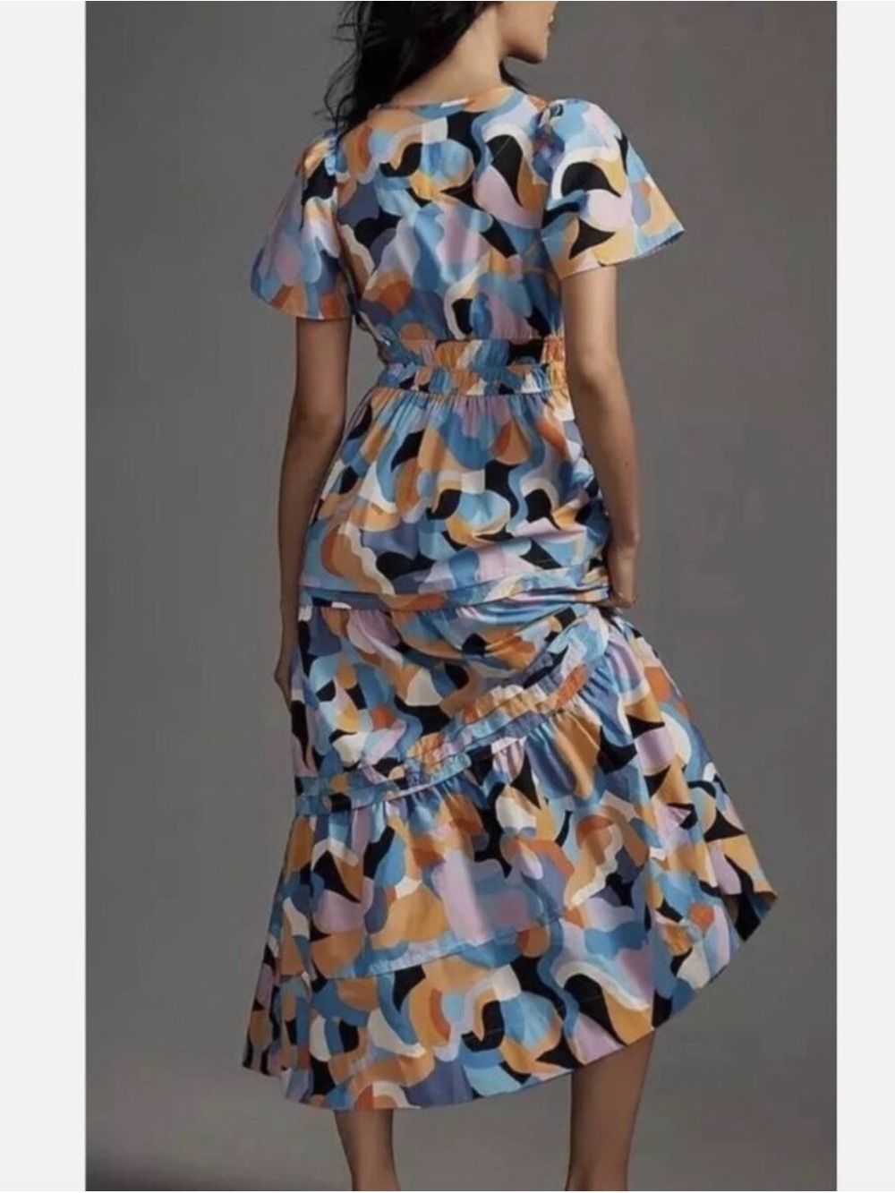 ANTHROPOLOGIE The Somerset Maxi Dress Blue Orange Abstract Size XS - Picture 3 of 8